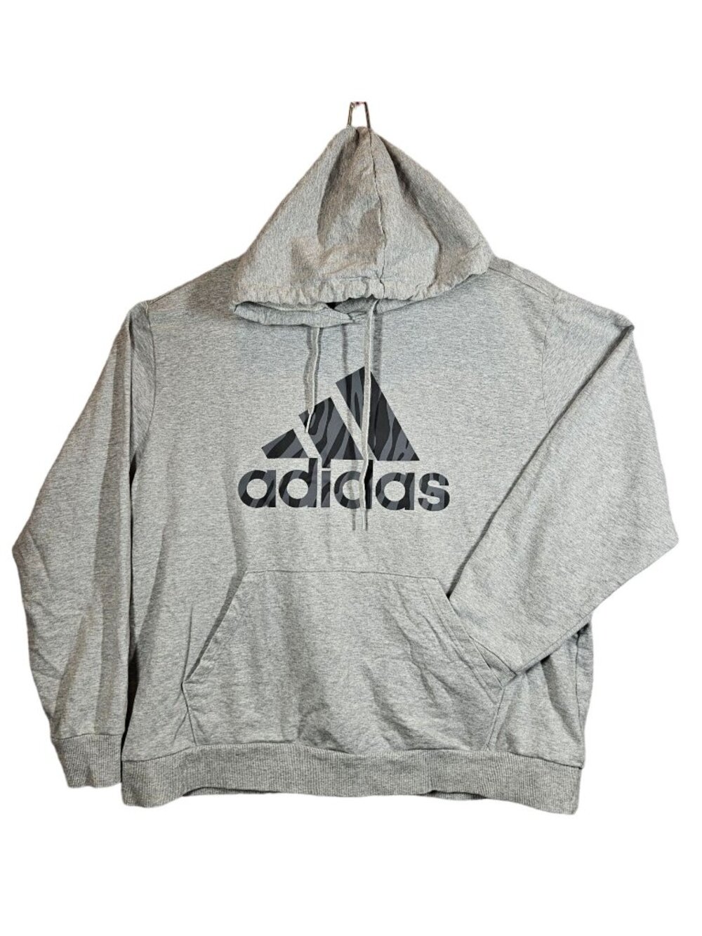 Adidas Hoodie Pullover Sweatshirt Men XL Gray Athleisure Workout Athletic School